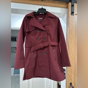 Shelby & Palmer Maroon Double-Breasted Trench Coat